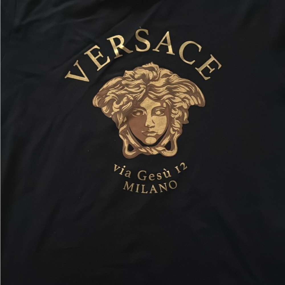 Versace Black Tee with Iconic Medusa Tag